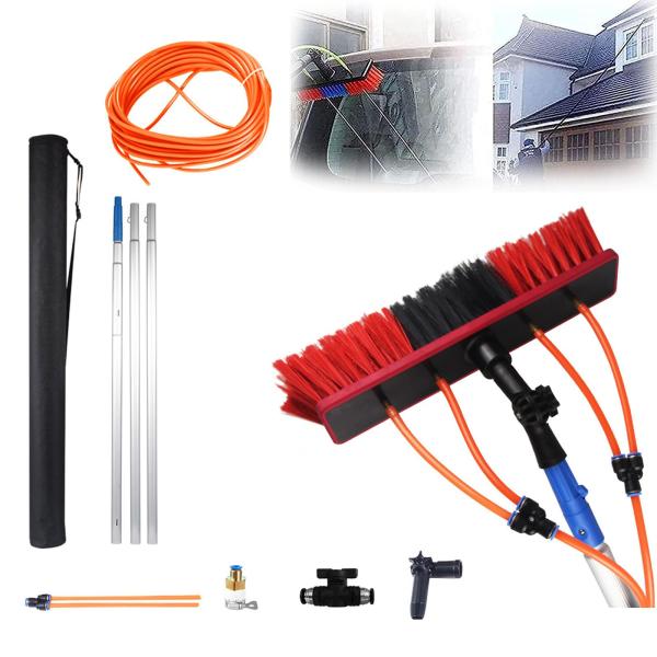 高所掃除ブラシ 外壁掃除ブラシ 長さ3m~12m選択可能 給水伸縮ブラシ 業務用 太陽光パネル掃除 外壁洗浄ブラシ 30/50cmブラシヘッド 高さ調節可能 窓ガラス/壁掃