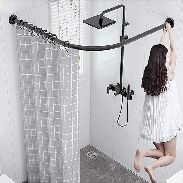 シャワーカーテンロッド Shower Curtain Rod L字型 拡張可能なシャワー