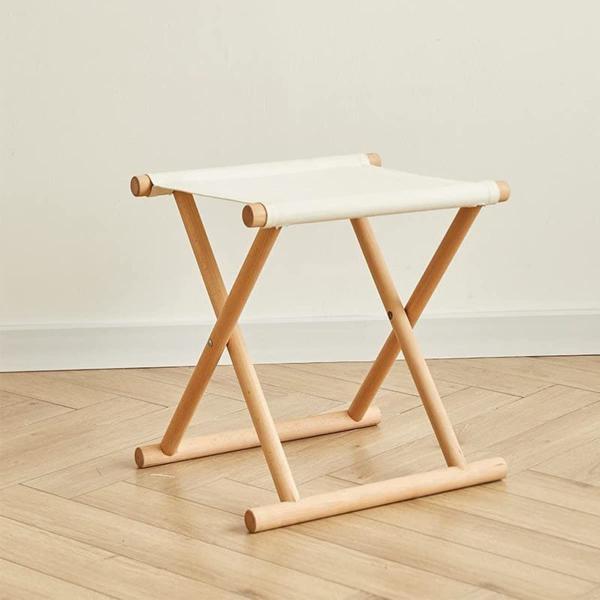 仏前用椅子 折りたたみスツール 丸足胡床 白木白布神社用 寺院用 木製