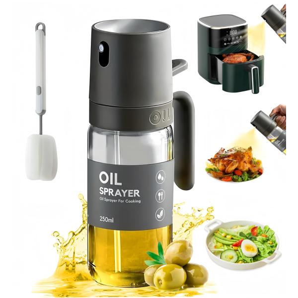 オリーブオイルスプレー 料理用 耐熱ガラス製 250ml (グレー) 調味料