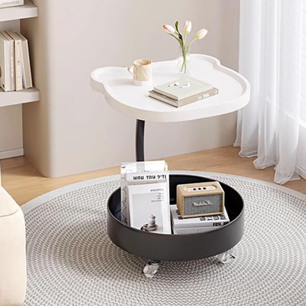 2段丸型サイドテーブル キャスター ソファサイドテーブル スナック