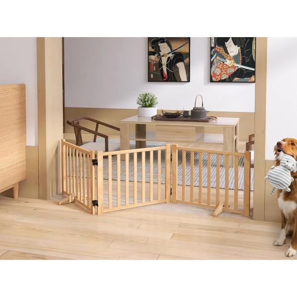 木製ペットゲート素材:100%天然ニュージーランドパイン無垢材、塗料なし、ホルムアルデヒド、棘なし、無味、健康、暖かみのある木目、なめらかな質感です。 ペットフェンス、部屋の仕切り、ペットペンとしての小中型ペットに最適です。組み立て不要: ...