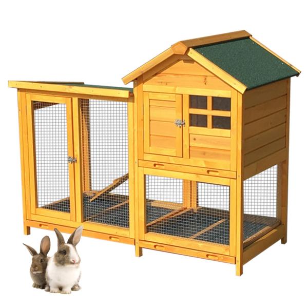 屋外 木製 ウサギケージ 鶏小屋 大型 家禽ケージ 砂アスファルト屋根 2