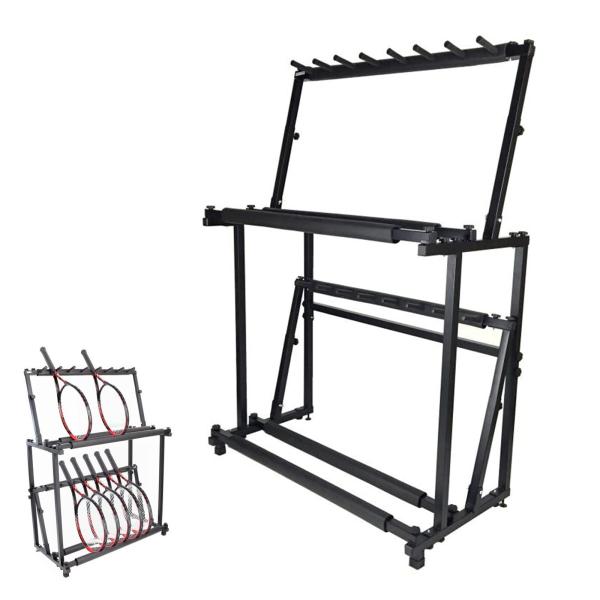 【頑丈なスチールフレーム】当社の収納ラックは、風化や使用による影響を軽減するコーティング仕上げを施したスチール製で、壊れにくく、スポーツ用品を安全に保管できます。注意: パッケージにはボールラケットは含まれていません。【高さ調節可能】調整ボ...