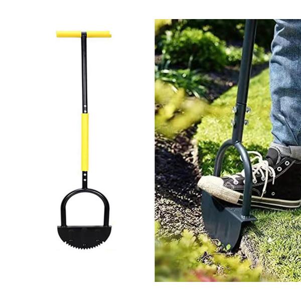 芝刈りシャベル 芝カッター ターフカッター 芝生カッター 芝刈り機 手動スチールエッジャー 芝生手入具 ステップ付き 全長108.5cm 芝刈りシャベル 芝生ツール 園