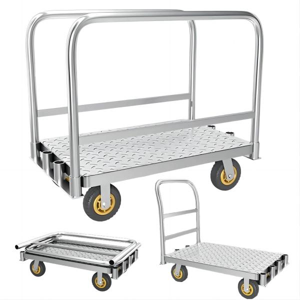 2in1 ボード台車 折畳み長尺物運搬車 株式会社錦 大型手押し台車ブレーキ付き 全鋼構造900KG耐荷重 6インチキャスター 静音 業務用家庭 多用途石膏板カー 2in1 ボード台車 折畳み長尺物運搬車 ガラス運搬用台車 大型手押し台車