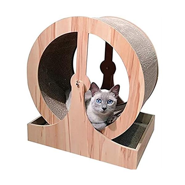 猫エクササイズホイール大型回し車、猫スクラッチャー段ボールホイール、猫トレッドミル観覧車猫登山家ランニングスピニングおもちゃ株式会社錦 簡単取り付け 猫エクササイズホイール大型回し車、猫スクラッチャー段ボールホイール