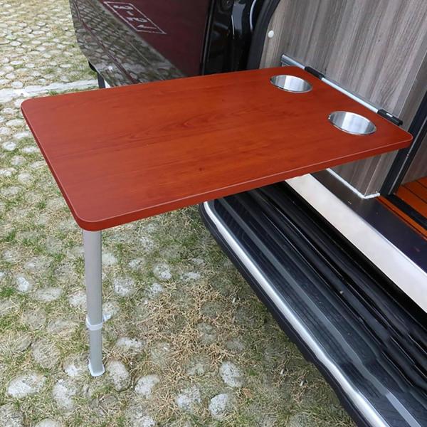 サイドハンギング折りたたみテーブル2カップスロット+伸縮