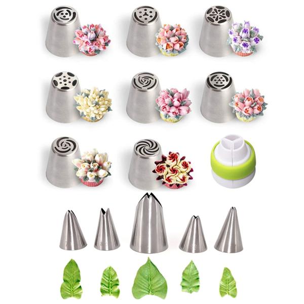 絞り口金 14個セットモンブラン口金 絞る 口金 ケーキ デコレーション 製菓用品 ステンレス 花型 ケーキデコレーション 製菓用品 お花 バラ 葉っぱ DIY デコレー