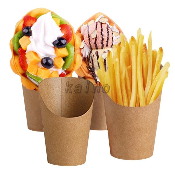 【1000個】 食品容器 ポテトカップ クラフト紙 紙コップ 使い捨て 紙カップ 使い捨て アイスクリームカップ フライドポテト ース使い捨て