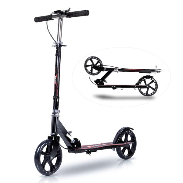 【高品質&amp;安全性UP】2025新モデルの立ち乗り式キックボードは、ハンドブレーキとフットブレーキの両方を備えており、どちらも後輪にブレーキをかけることができます。アルミニウム製の軽量スクーターは滑り止めのデッキと大幅のデザインで、安...