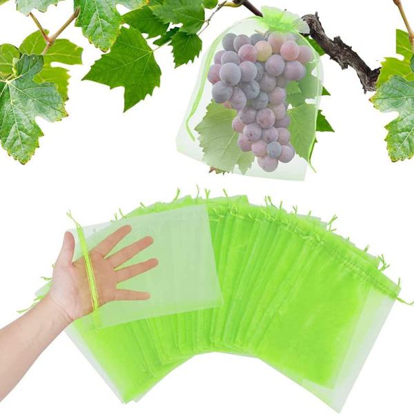 果物袋 果樹用防鳥ネット 保護ネット 防虫 ネット 果物保護バッグ 果樹袋メッシュバッグ 害虫鳥避け 巾着袋 穴極細 通気性 光透過性 園芸工具 農業用 野菜保護