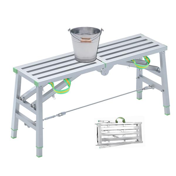 脚立 足場 折りたたみ 踏み台 洗車台 軽量 伸縮 立ち馬 作業台 道具が置ける幅広ステップ 収納 高さ調節可能 持ち運び便利 移動式階段 足場台 安定 安全 140CM