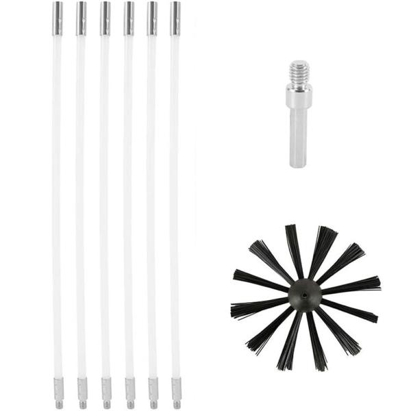 【煙突掃除ブラシセット内容】煙突ブラシヘッド*1、六角棒*1、パイプ数本。ブラシ素材:ナイロン;ポール素材：ナイロン;ロッド長さ：41cm；ブラシ径:15cm；毛の長さ:7cm【耐久性＆長持ち】強化ナイロンで作られた煙突掃除ブラシポールと作...