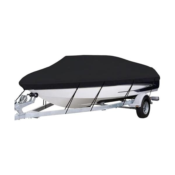 [プレミアムファブリック]：600Dオックスフォードクロスと防水PUコーティングでできており、内側の縫い目に防水ストリップデザインが施され、UV 50+耐性、優れた耐フェード性を備えています。フロント/リアの補強により、私たちの防水ボートカ...