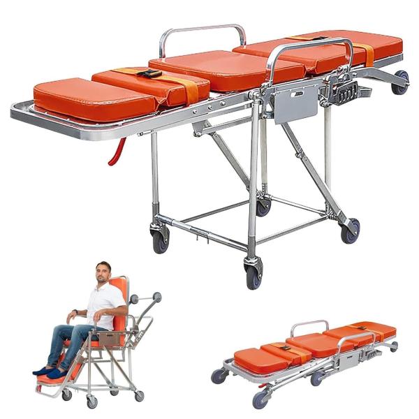 救急車用担架ベッド 救急ストレッチャートロリー 折りたたみ式アルミ