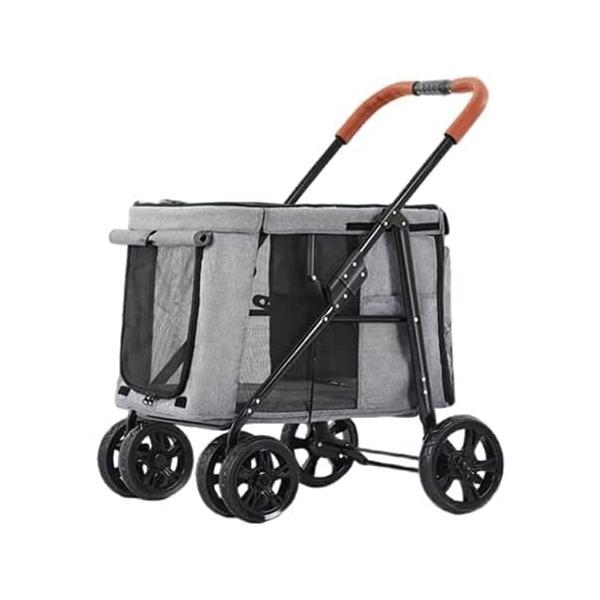 ? 大空間：大型犬や多頭用にも大活躍です。カートの内部は広く、柔らかいマットレスは高度な快適さを保証します。通気性のあるサンルーフ、ペット用シートベルト。? 通気性のある犬用乳母車：キャビンはオックスフォード布と引き裂きに強いナイロンメッシ...