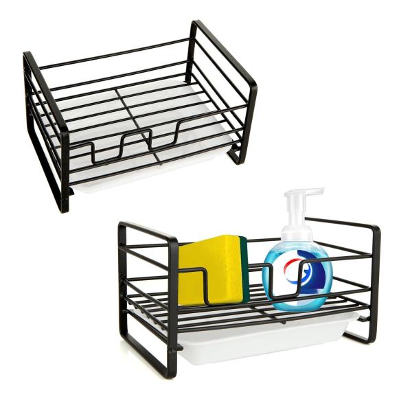 ?【省スペース】サイズ:縦18.2cm横12.2cm高さ10cm/2個セット。流し台の水栓周りや、窓際の小さなスペースを有効活用できるちょうどいいサイズです。スポンジ、洗剤ボトル、吸引ブラシ、シンクのブラシをまとめて収納します。?【防錆素材...