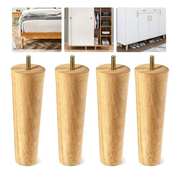 【高級無垢材】：木製家具脚4点セット、表面研磨、防湿、防虫、耐久性があり、光沢があります。長年の使用にも耐えられます。【強力な耐荷重】：4本脚の耐荷重は約800kgで、ソファやコーヒーテーブル、キャビネットなどの重量のある家庭用家具に非常に...