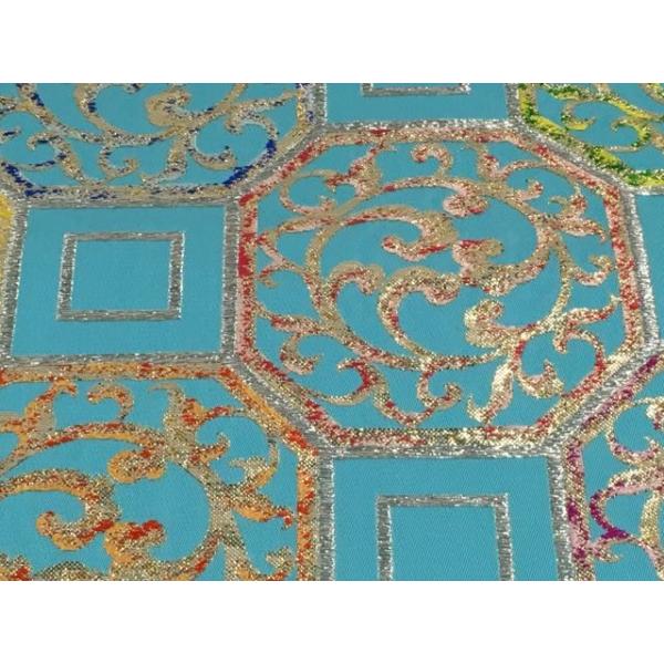 着物 逸品 袋帯 水色 入子唐草文 たつむら 金糸 銀糸 引き箔 六通 正絹 リサイクル バイセル Pk70 Www Thecharlienoble Com