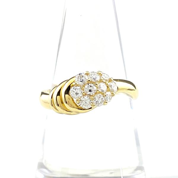 クイーン Queen メレダイヤ デザインリング YG イエローゴールド 指輪  