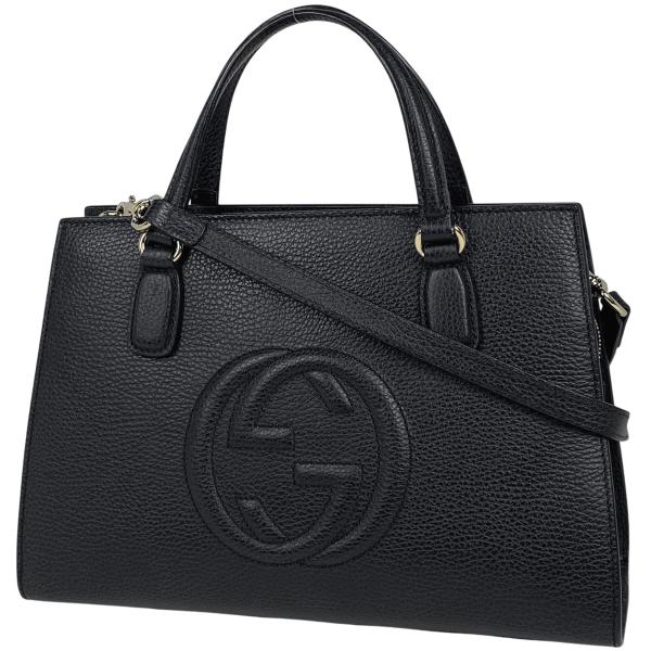 【美品】グッチ ショルダーバッグ 2way ハンドバッグ レザー 肩掛 黒 GUCCI（グッチ） ソーホー ハンドバッグ 2WAY ショルダーバッグ