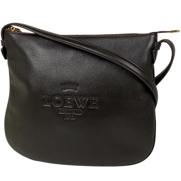 ロエベ LOEWE ショルダーバッグ ナイロンレザー ダークブラウン マカダム柄