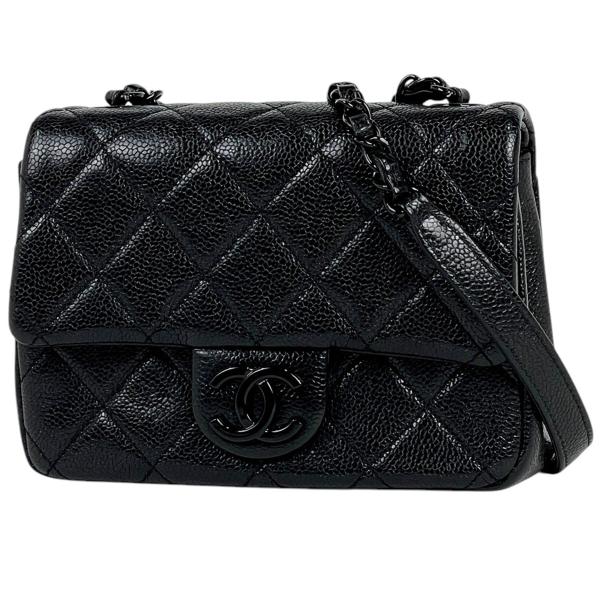 CHANEL(シャネル) マトラッセ ココマーク チェーンショルダーバッグ ショルダーバッグ 肩掛け 斜め掛け ミニマトラッセ キャビアスキン ブラック黒 シルバー金具 A35200 レディース 40802171194【中古】【アラモード】 CHANEL（シャネル） ココマーク チェーン ショルダーバッグ マトラッセ
