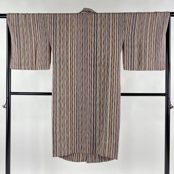 道行 身丈100.5cm 裄丈67cm M 和装コート 千代田衿 地紋 茶色 正絹  