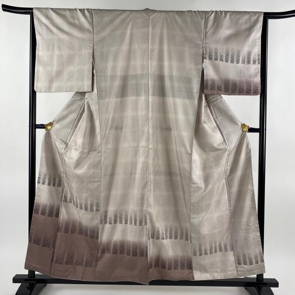 付下げ 身丈163cm 裄丈67cm M 袷 大島紬地 証紙あり 格子 幾何学 