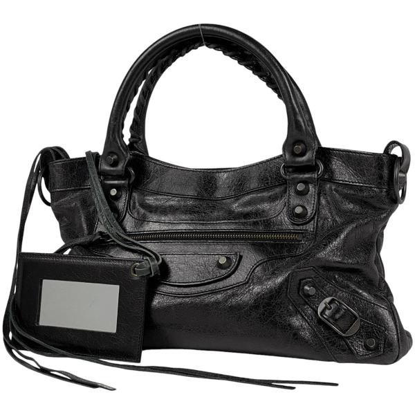 バレンシアガ　ザ・ファースト　2way ハンド、ショルダーバッグ　レザーブラック BALENCIAGA（バレンシアガ） ザ ファースト ハンドバッグ 2WAY