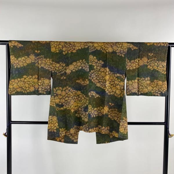 道中着 身丈134cm 裄丈66cm M 和装コート 鈴乃屋 菊 波 悪かっ 濃紺 正絹 