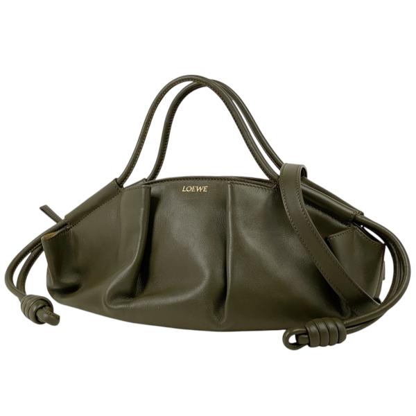 美品 LOEWE ハンドバッグ ショルダーバッグ レザー モスグリーン LOEWE ロエベ ハンドバッグ バルセロナ 2way ショルダーバッグ