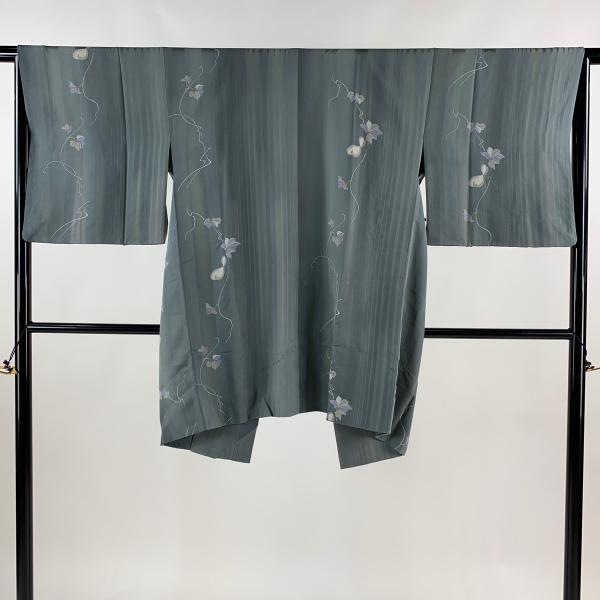 道中着 身丈91cm 裄丈65cm M 和装コート 着物衿 やまと 瓢箪 地紋 金彩  