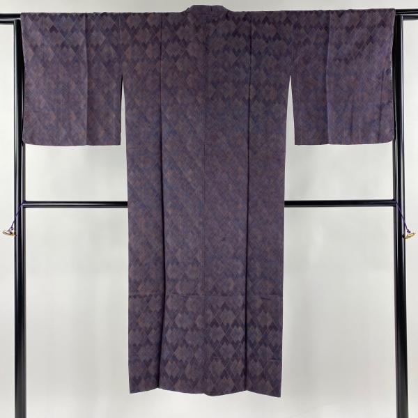 道行 身丈130.5cm 裄丈63.5cm S 菱 茶紫 正絹 美品 逸品 中古 在庫一掃  