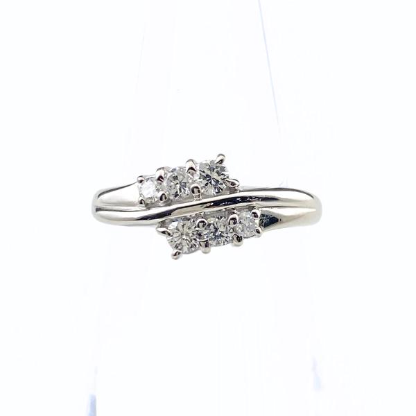 Pt900 花模様 リング メレダイヤ装飾 バイセル公式】フラワーモチーフ デザインリング プラチナ 指輪