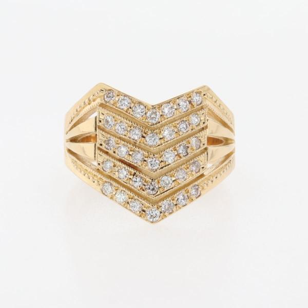 メレダイヤ デザインリング YG イエローゴールド 指輪 リング 10号 K18  