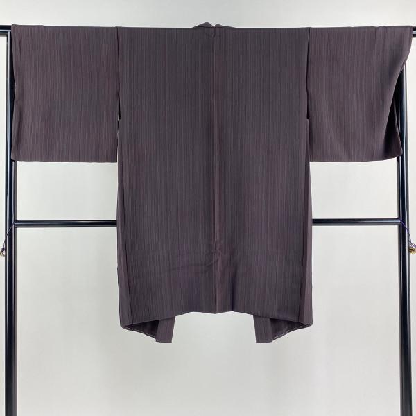 美品 小紋 濃紫 縮緬地 ゼブラ 身丈161cm 裄丈68cm お洒落 正絹