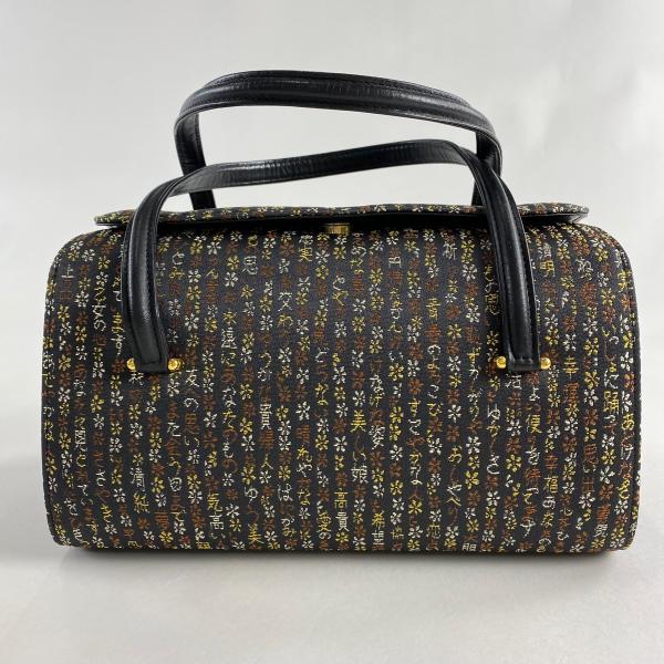 和装バッグ 美品 優品 セミフォーマル 利休バッグ 笹蔓 段縞 黒 和装