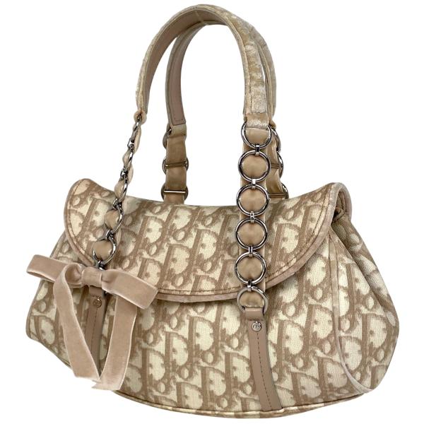 クリスチャンディオール　トロッターロマンティック　リボン　チェーンハンドバッグ Christian Dior（クリスチャン・ディオール） トロッター柄 チェーン