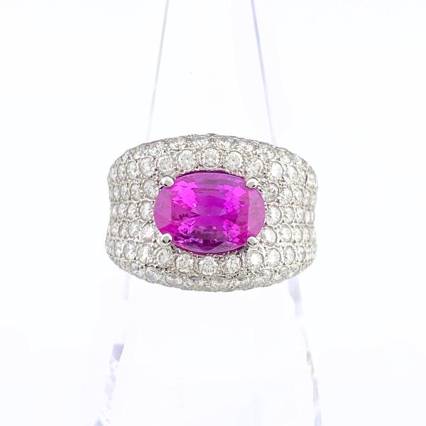 タサキ TASAKI ピンクサファイア デザインリング 指輪 メレダイヤ