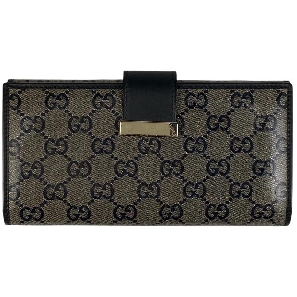 GUCCI グッチ GG柄 二つ折り 長財布 Wホック コーティング GUCCI グッチ GG柄 二つ折り 長財布 Wホック コーティング