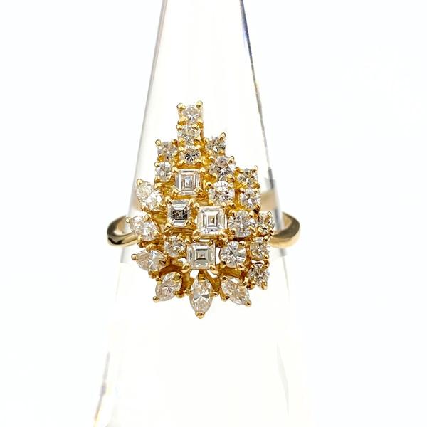 メレダイヤ デザインリング YG イエローゴールド 指輪 リング 9号 K18  