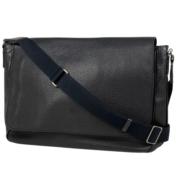 TOD’S トッズ　ショルダー　メッセンジャー　バッグ　A4 シボ革　ブラック トッズ TOD'S ロゴ ショルダーバッグ メッセンジャーバッグ 斜め掛け