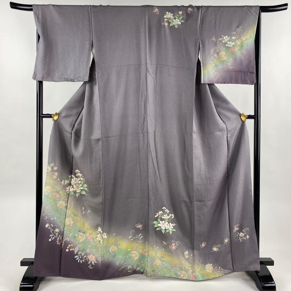 あやぱん　　訪問着　駒刺繍　道長破れ色紙花文　暈し染め　黒地　袋帯セット 訪問着駒刺繍道長破れ色紙花文暈し染め黒地袋帯セット