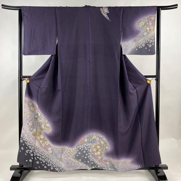 訪問着 身丈158cm 裄丈64cm M 袷 辻が花柄 桜 金彩 銀通し 紫 訪問着 身丈158cm 裄丈64cm M 袷 辻が花柄 桜 金彩 銀通し 紫