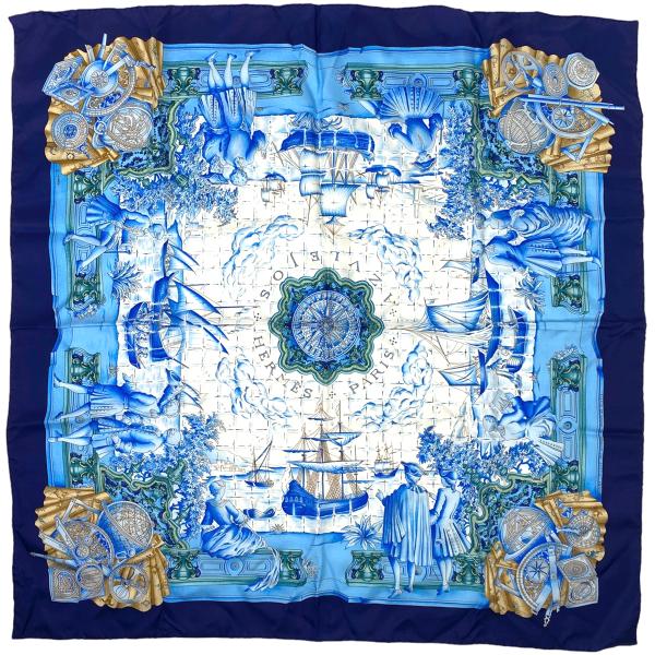 エルメス　HERMES　スカーフ　カレ90　アズレージョ kaipre_1000090363008