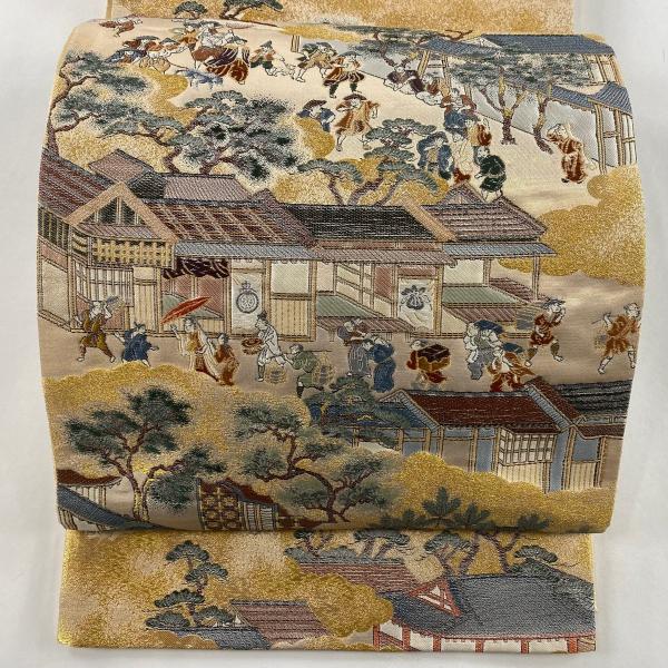 袋帯 秀品 落款あり 東京博物館 舟木家旧蔵本洛中洛外図 南蛮人 袋帯 秀品 落款あり 東京博物館 舟木家旧蔵本洛中洛外図 南蛮人
