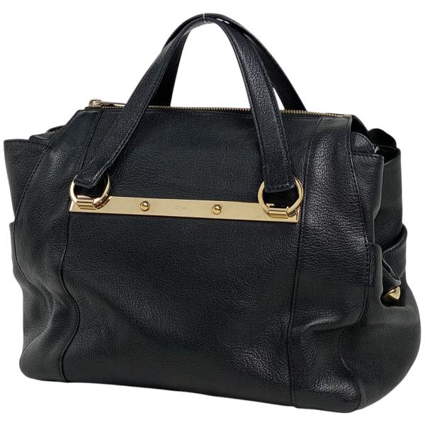 Chloé ブラック ハンドバッグ ロゴ入り 中古品 中古・古着通販】Chloe (クロエ) 2WAYハンドバッグ ブラック×ベージュ