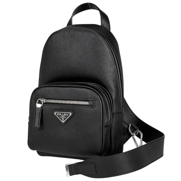 PRADA ブラック ナイロン 　ボディバッグ PRADA プラダ ロゴプレート ボディバッグ ショルダーバッグ